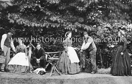 Housemaids and Gardeners at Clay Hill House,(Forset Road), Walthamstow, London. c.1860's